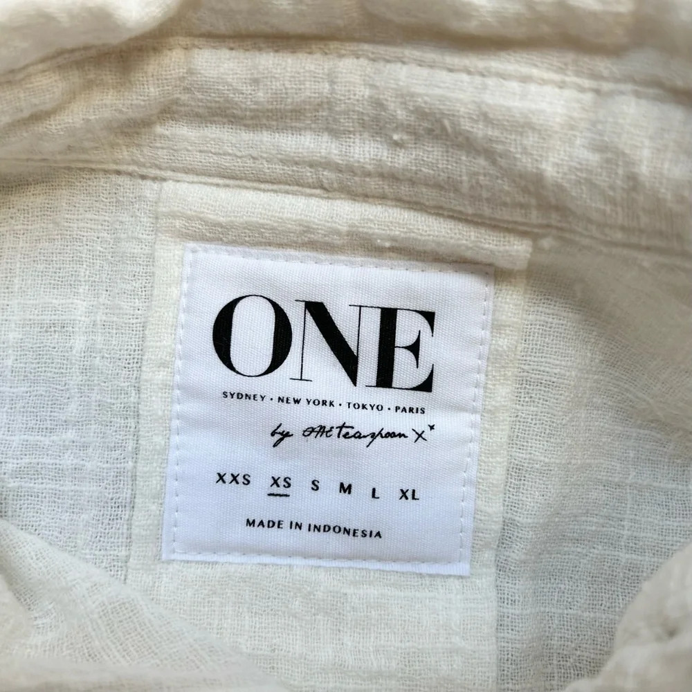 Free People One Teaspoon Button Down Shirt Crinkle Gauze Poplin Cotton White - Picture 14 of 16